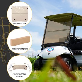 HANGKUNNEE Tinted Fold Down Impact Resistant Windshield, Golf Cart Windshield for 2007 - 2016 Yamaha G29 Gas or Electric Golf Cart
