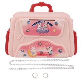 Cash Box Cartoon Portable Encourages Financial Literacy Money Box with Code and Chain for Kids Family Friends Pink