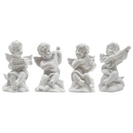 Hoypeyfiy 4 Pieces Little Angel Statue Mini Resin Figure Adorable Sculpture Musical Cherub Figurine Shelves Decoration Home Decor