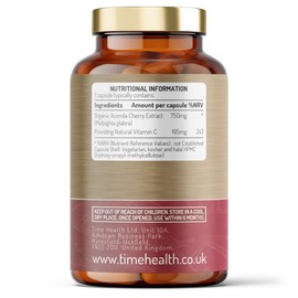 Organic Acerola Cherry - Freeze-Dried - 26% Vitamin C - 44:1 Extract Ratio - Natural & Wholefood - UK Made - Zero Additives (120 Capsules)