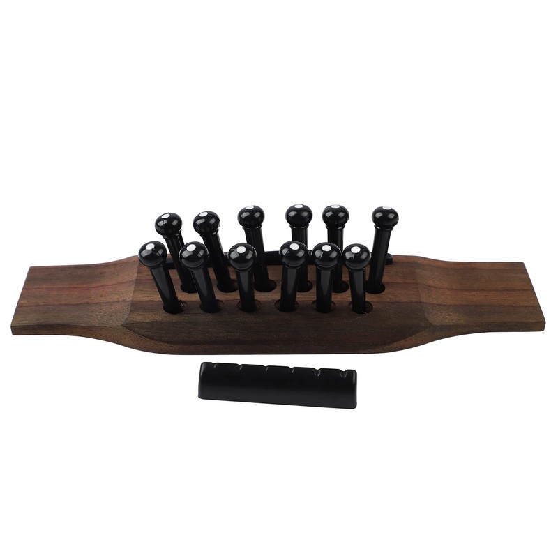 12 String Guitar Bridge Kit Black Roswood and Plastic Saddle