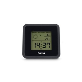 Hama Borneo Indoor Digital Thermometer Hygrometer Temperature Humidity Time Alarm Repeat Indoor Climate Black