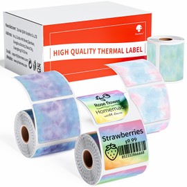 Phomemo Phomemo M110/M220/M221/M200/M120/M100/M108/M150/M250/M260 Etiketten, Thermalkreis Farbverlaufs-Etikett 50 x 50mm (1.96" x 1.96") für Barcode/Logo/Geschenk-Etiketten, 4 Rolle, 150 Etiketten/Rolle