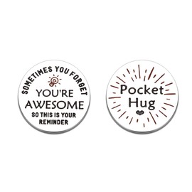 Inspirational Gifts for Daughter Son Teenager Boys Girls You Are Awesome Long Distance Relationship Pocket Hug Token Gift for Women Men Teacher Appreciation Double Sided Coin for Coworker Boss Friend, Small, Stainless Steel
