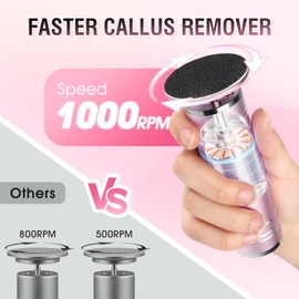 Electric Foot File Callus Remover: Adjustable Speed Feet File Grinder with 60 Pcs Sandpaper Discs - Professional Pedicure Tools for Dead Skin Calluses (Pink)