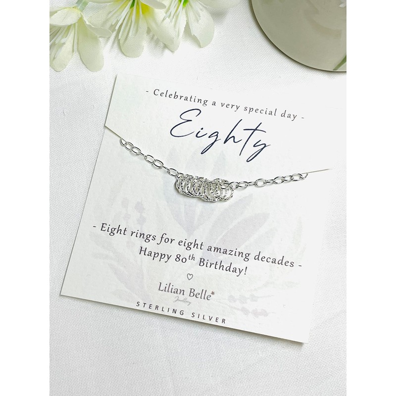 Lilian Belle 80th Birthday 925 Sterling Silver Bracelet Jewellery Gift