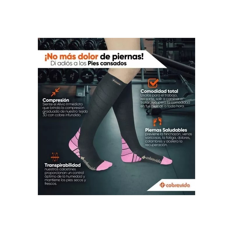 Calcetines De Compresión De Cobre Deportivos Cobrevida (par)