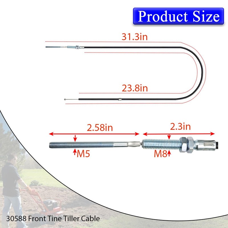 30588 Front Tine Tiller Cable - Compatible with Earthquake 20908/20970