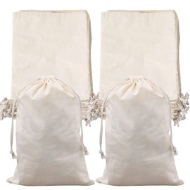 50 Pieces Cotton Drawstring Bags, Organic Cotton Muslin Bags (15x20cm) Gift Bags, Party Favor Bags, Unbleached Cotton Pouches, Sachet Bag,Fabric Bags,DIY Jewelry Bags (6x8 Inch)