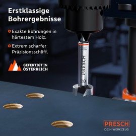 Presch Forstner drill bit, diameter 20 mm, extremely sharp, durable branch hole drill, high-precision centring tip for perfect concentricity, reliable performance thanks to optimised service life