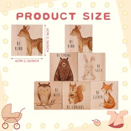 6 Pcs Large Woodland Animals Nursery Decor Wooden Blocks, 2.36 in