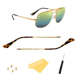 HiCycle2 Replacement arms Sunglasses arms Replacement for Ray Bay RB3689 RB3449 RB1969 RB1972 RB1971 RB3648M RB3648 RB3597 RB3764 RB3697 RB3561 Sungalsses Eyeglasse 4pcs Screws Cloth (Gold&Brown)