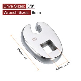 sourcing map Drive Crowfoot Wrench 3/8" Drive 8mm Metric Fractional Crowfoot Flare Nut Wrench 40Cr Chrome Plated Open End Crowfoot Wrench for Mechanics Automotive Repair Work