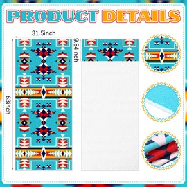 Hahafelt 2 Pack Car Seat Towel Covers Athletic Running Towel Performance Microfiber Post Workout Sweat Washable Cover Non Slip for Car Outdoor Sport Activities 63 x 31.5 Inches (Navajo Tribal)