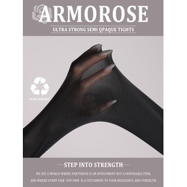 ARMOROSE 2 Pairs Indestructible Tights for Women,Rip Resistant Pantyhose, 40D Semi Sheer Control Top High Waist Tights