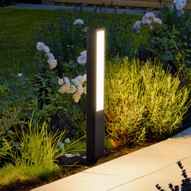 Modern Landscape Path Light,40 Inch Aluminum Pathway Bollard Lights Outdoor High Voltage Wired Garden Floor Lamp IP65 Waterproof LED 3000K Luxury Lighting for Patio Walkway Driveway Yard Decoration