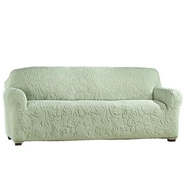 Collections Etc Embossed Tropical Design Stretch Furniture Cover Sage Sofa