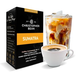 Christopher Bean Coffee - 396 servings, 30 to 1 Blend Bag in Box Liquid Instant Coffee or Cold Brew Coffee Concentrate - Hot or Iced Coffee - Sumatra Brew