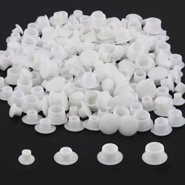 Pack of 200 drill hole cover caps, cover caps for drill holes 5 6 8 10 mm, hole plugs, cover plugs, screws, plastic cover caps, white, plastic drill hole cover caps