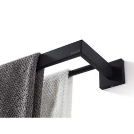 BUVELOT Towel Bar,Towel Rack for Bathroom,Modern Square Bath Towel Shelf Wall Mounted, Double Towel Bar, Matte Black, 071080-MB Les Series