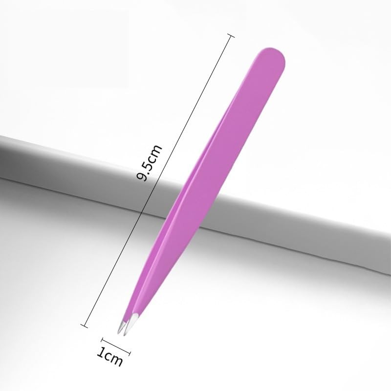 Mini Oval Slant and Point Combo Tweezers (Pink, Set of