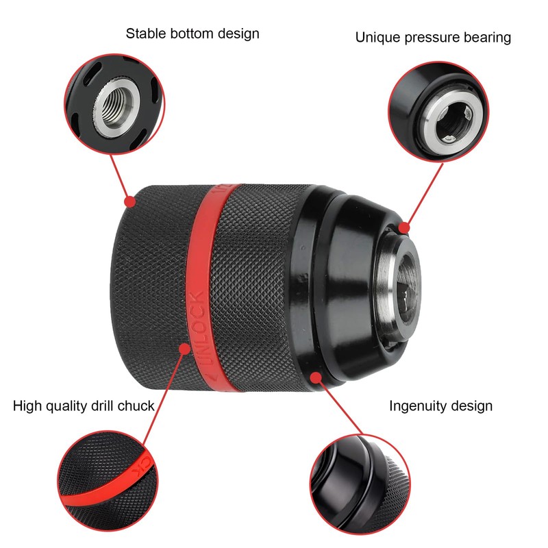 Crumye 2 Pcs Keyless Drill Chuck, 1/2-20UNF Mount, 2~13mm Self-Tightening