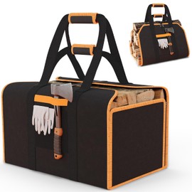 YOHOOLYO 2 In 1 Firewood Carrier, Waxed Canvas Large Fireplace Log Carriers Heavy Duty Firewood Tote Bag Log Holder with Handles Strap for Fireplace Indoor Outdoors Camping