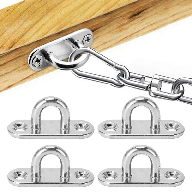 4Pcs Staple Ring Hook Stainless Steel Rugged 800LB High Strength