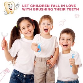 Beavorty 4 Cepillo De Dientes Para NiñOs U-Shape, 4 Piezas, Manual, Colores, Silicona Y Abs, Para Edades 2-12 añOs, Ideal Para Viajes Y Uso Familiar