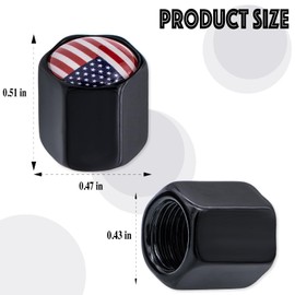 MEAJOO 4PCS American Flag Tire Valve Stem Caps, Black Premium Alloy Wheel Valve Covers, with Rubber O-Ring, Universal for Cars, SUVs, Bike, Bicycles,Trucks and Motorcycles (Blue/Red USA Flag)
