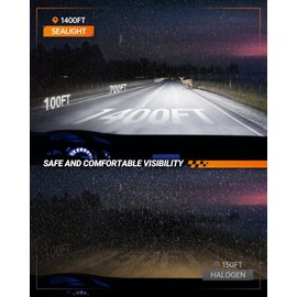 SEALIGHT H8/H9 and 9005/hb3 Fog Light, 60,000LM ATV 6 Times Brightness Fog Bulbs,Easy Plug-N-Play Fog Bulbs, Pack of 4