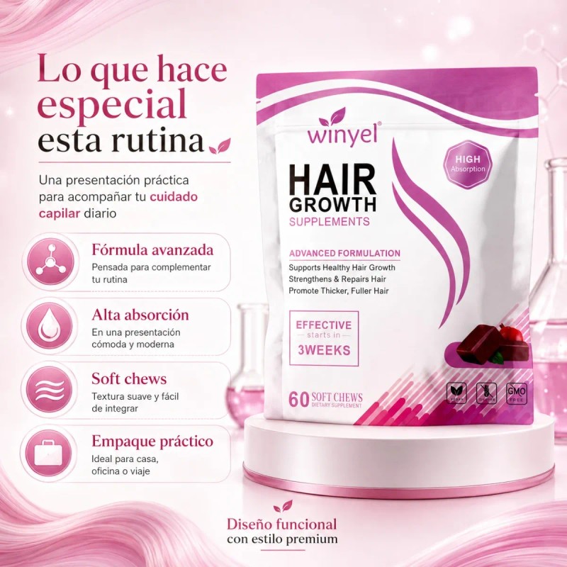 Suplemento Cabello En Gomitas 60 Piezas Uso Diario Adultos