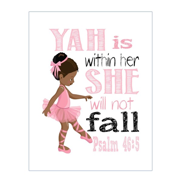 African American Ballerina Inspirational Nursery Decor Print - Yah is