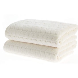 BAGNO MILANO 100% Turkish Cotton Jacquard Luxury Towel Set – Quick Dry Non-GMO Ultra-Soft, Plush and Absorbent Luxury Durable Turkish Towels Set (Cream, 2 pcs Bath Towel Set)