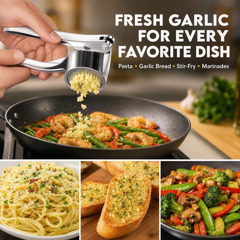 3 Pack Silver Zinc Alloy Garlic Press Manual Garlic Crusher