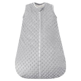 PHF Baby Sleep Sack 2.5 TOG with Plush Minky Dot, 18-24 Months Winter Baby Wearable Blanket with 2-Way Zipper, Warm Comfy Quilted Cotton Sleeping Bags, 3-Layers Design Sleep Sack, X-Large Size, Grey