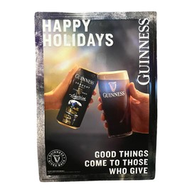 Guinness Stout Happy Holidays Metal Tin Tacker Beer Sign | 17" x 12"