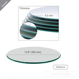 WGV Large Round Mirror Plate 14" Diameter, 4.5 mm Thickness, Frameless Sanded Edges, Quality Thick Candle Tray, Home Event Party Wedding Table Centerpiece Wall Decor, 1 Piece