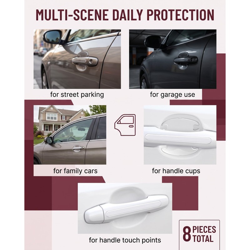RAMGLYO Car Door Handle Protection Film, Pack of 8 Transparent