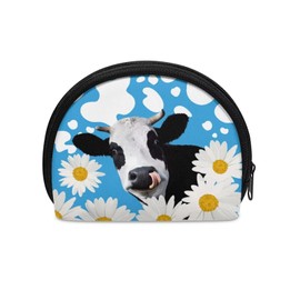 LJMKZJN Coin Purse Pouch with Smooth Zipper Belt Unisex Mini Coin Storage Bag for Key Coin ID Card Holder Watch, Floral Cow Print, Multi