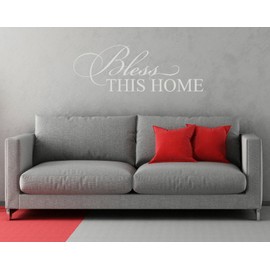 Wall Decor Plus More WDPM3308 Bless This Home Elegant Cursive Vinyl Wall Decal Lettering, 32 x 11.5-Inch, Warm Gray