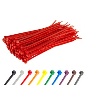 Gocableties Red Cable Ties, 200mm x 4.8mm, Pack of 100, 8" Premium Nylon Zip Ties, Multi-Purpose Plastic Tie Wraps, Secure Self-Locking Mechanism, for Home, Garden, Office and DIY