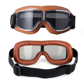 Motorcycle Goggles PU Leather Sunglasses Retro Cycling Glasses Helmet Goggles Aviator Goggles Men's Cross Goggles Motocross Goggles Motocross Vintage Motorcycle Goggles for ATV Bike Motocross Safety