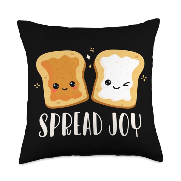 Spread Joy Peanut Butter And Marshmallow Cute Fluffernutter Throw Pillow