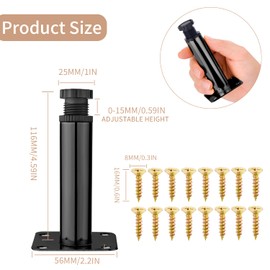 AIMIXUN 4 Pcs Furniture Legs, Modern Metal Couch Legs, 4 inches/10 cm Adjustable Legs for Furniture, Sofa Legs Set of 4 for Kitchen Sofa Shelves Table Chair Desk Cupboard Furniture Adjustable (Black)