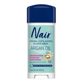 Nair Crema Depiladora Glides Away Argan Oil 86 ml. Probada por Dermatólogos con Ingredientes Naturales. Piel Suave y Tersa hasta por 1 Semana