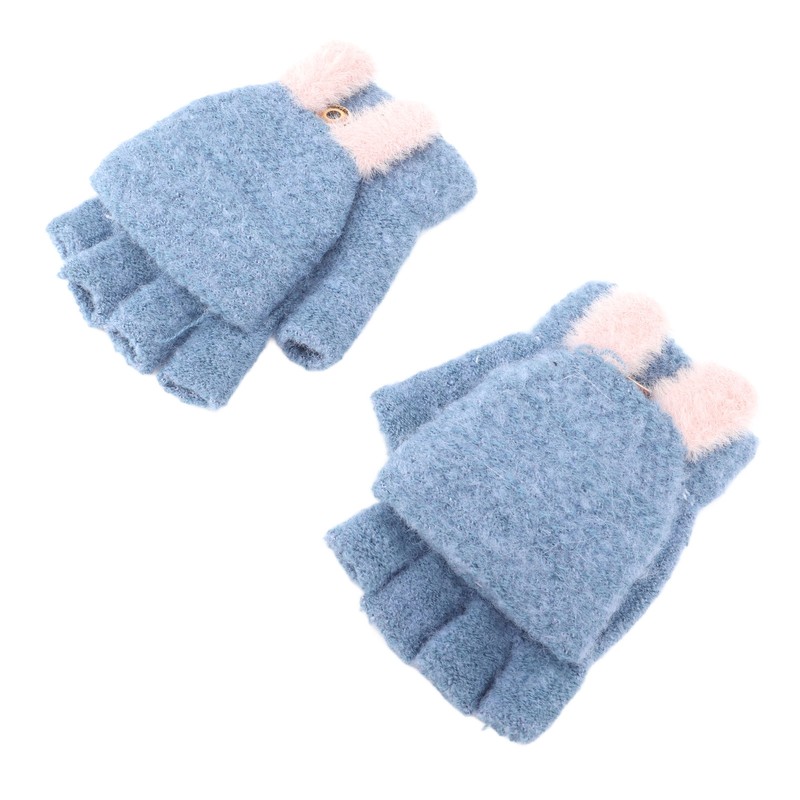 USB Heated Knitted Flap Gloves Half Finger 5V Winter Heating