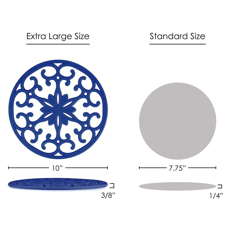 gasaré, Extra Large, Thick, 10" Silicone Trivets for Hot Dishes,
