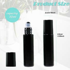 16Pcs Black Essential Oil Roller Bottles Frosted Roll On Bottles Perfume Sample Bottles Refillable Essential Oil Bottle with Stainless Steel Ball for Oils, Aromatherapy, Perfume, DIY and Blends 10ml