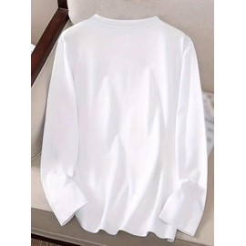 Hilinker Women's Graphic Tee Long Sleeve Tops Casual Loose Crew Neck T Shirts White New York Large